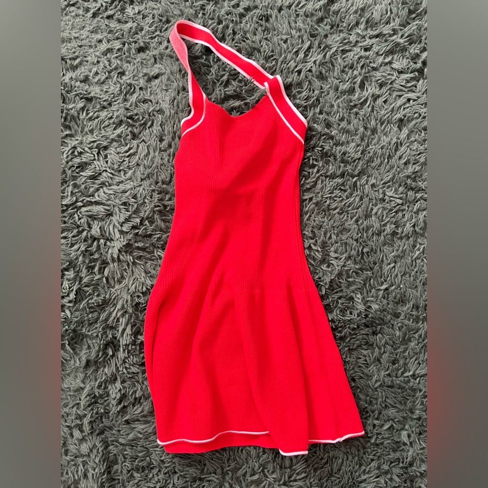 Daily Practice Ribbed Halter Knit Dress with White Trim